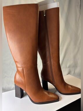Nine West Tall Leather Riding Boots in Brown